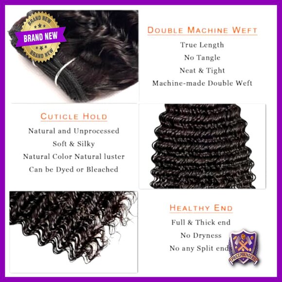 Deep Wave Human Hair Extensions 18-22 Inch 3 Bundles Unprocessed Virgin main image 5